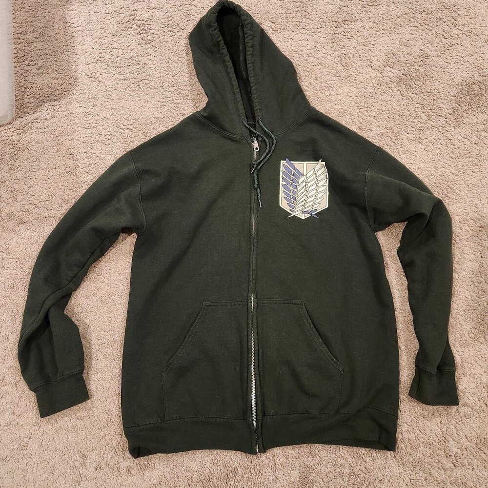 Attack on Titan hoodie sweatshirt green mens Medium
